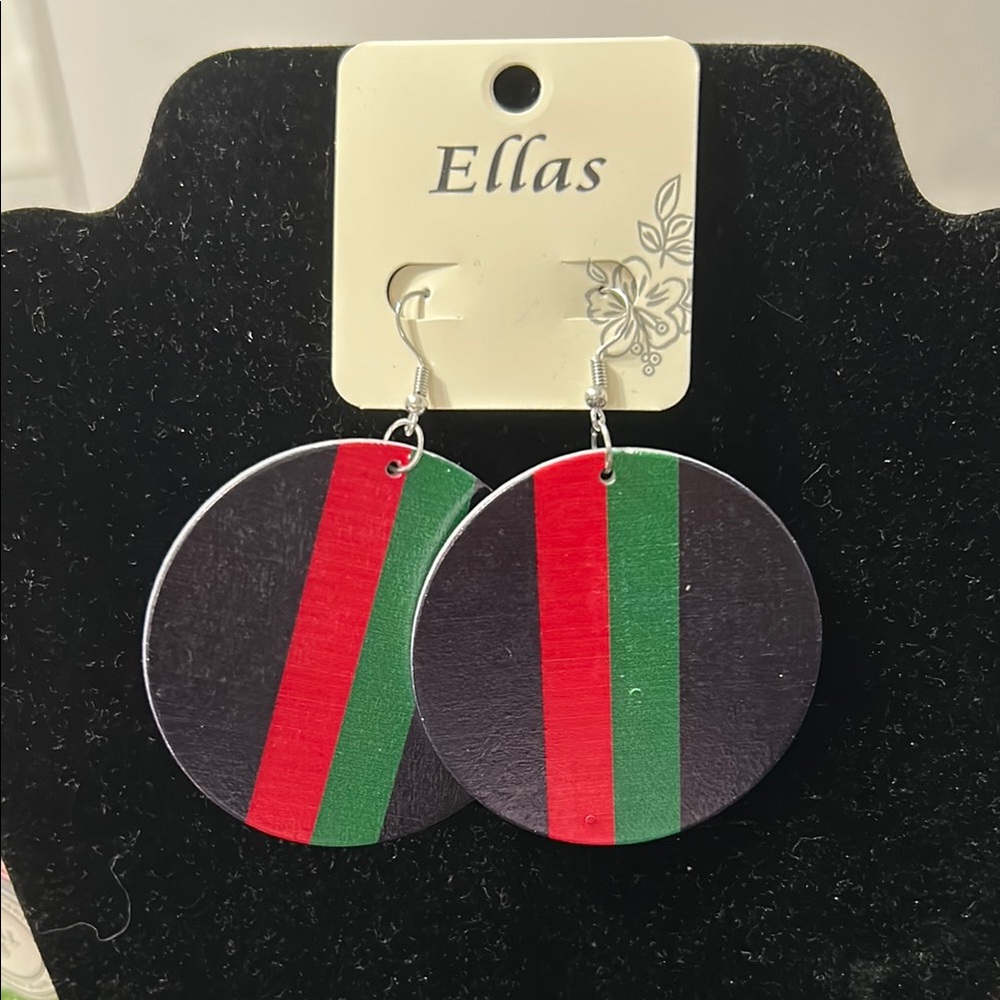 Ella Black, Red, and Green Earrings